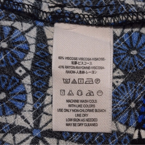 Free People Melody Dress Blue Black White Geo Print Short Sleeve Lightweight - Picture 12 of 13